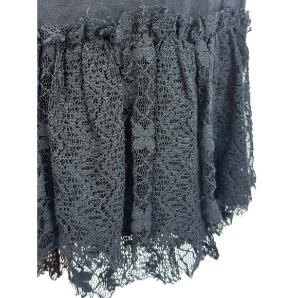 Oddi Black Lace Trim Spaghetti Straps Ruffled Hem Scoop Neck Dress Extender L - Picture 8 of 10